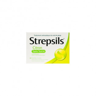 Strepsils Sans Sucre Citron 24 pastilles