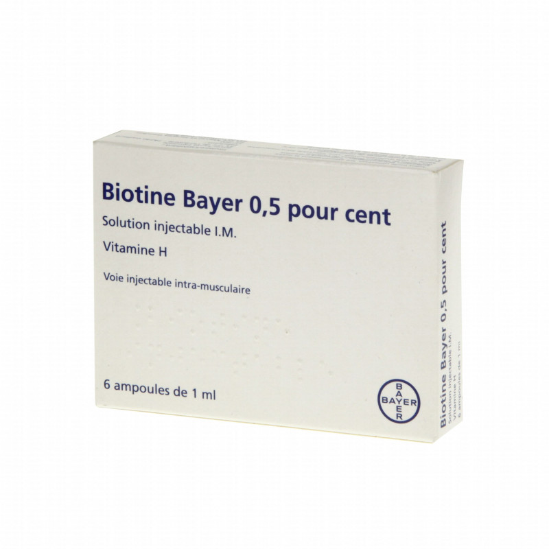 BIOTINE BAYER 0,5 POUR CENT, solution injectable I.M. 6 ampoules de 1ml