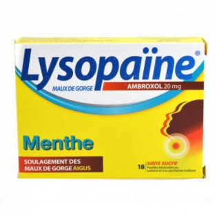 Lysopadol sans sucre menthe 20mg 20 pastilles