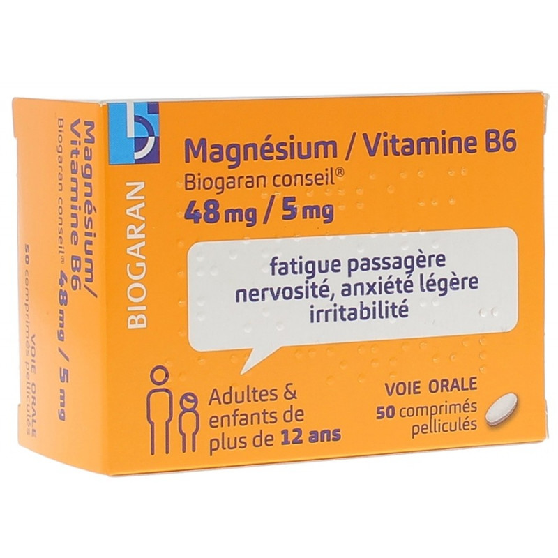 Onmogelijk Koningin Top Magnesium vitamin B6 48mg/5mg Biogaran 50 tablets