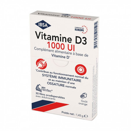 Vitamine D3 1000UI x30 films orodispersibles FilmTec Ibsa Pharma