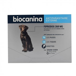 Biocanina Fiprodog 268 mg Spot on Grands chiens 3 pipettes 3700454550041