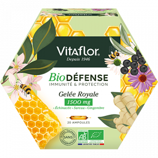 Vitaflor Gelée Royale Bio 1500 mg Défense+ 20 ampoules