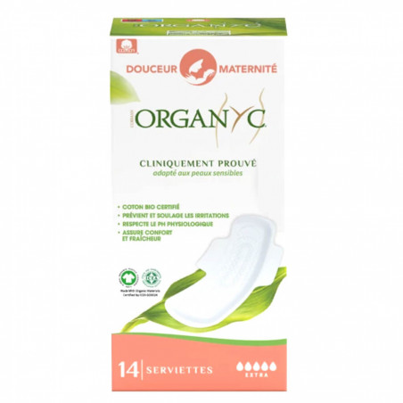 Organyc serviettes Douceur maternité Extra Coton bio x 14 8016867017121