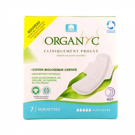 Organyc Coton bio serviettes hygiéniques Nuit flux extra x7 8016867017176