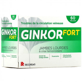 Ginkor Fort Jambes lourdes et crise hémorroïdaire 60 gélules 3400933043445