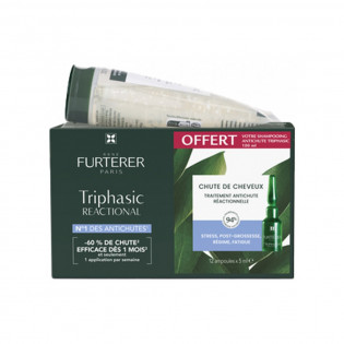 Furterer Triphasic REACTIONAL. Anti-reaction hair loss treatment. Set of 12 ampoules