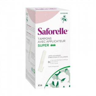 SAFORELLE 14 TAMPONS WITH APPLICATORS SUPER ORGANIC COTTON