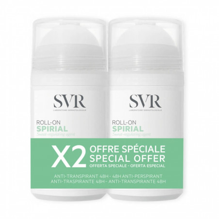 SVR Spirial Déodorant Anti-Transpirant 48H Roll-On Lot de 2 x 50 ml 3662361002764