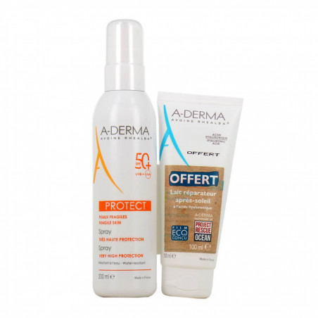 A-DERMA Protect Spray Solaire Très Haute Protection SPF 50+ Lait Après-soleil 100 ml OFFERT 3282770390674