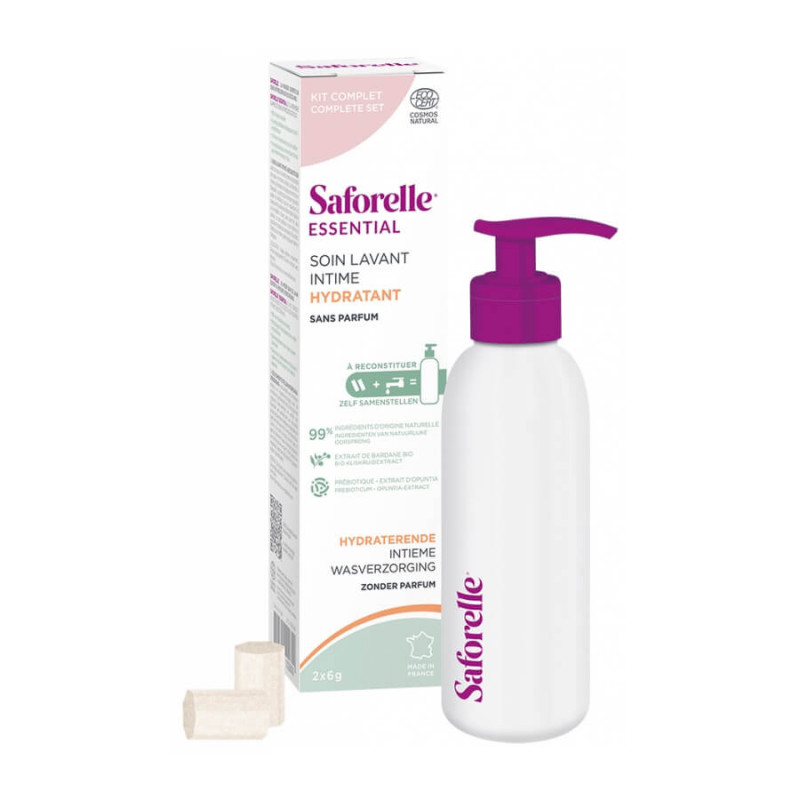 Saforelle Soin Lavant Intime Hydratant Kit à Reconstituer avec 1 Flacon  2 Batonnets 3700399102787