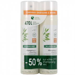 Klorane Dry Shampoo Oatmeal Ceramide Brown Hair 2 x 150 ml