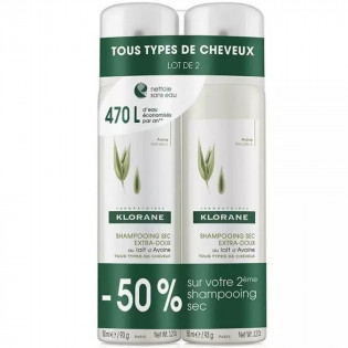 Klorane Extra Gentle Dry Shampoo Oatmeal and Ceramide 2 x 150ml