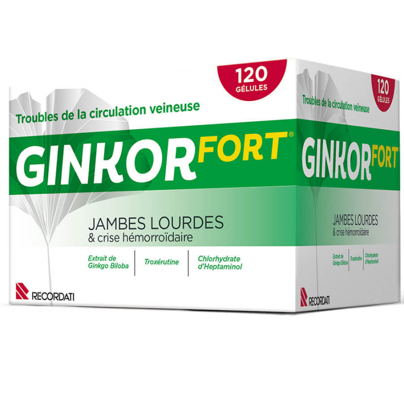 Ginkor Fort jambes lourdes et crise hémorroïdaire 120 gélules 3400930238134