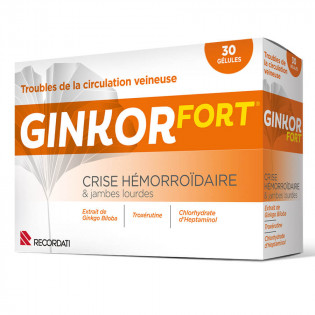 Ginkor Fort crise hémorroïdaire 30 gélules 3400933043216