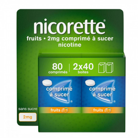 Nicorette Comprimés à Sucer 2 mg Fruits 80 comprimés 3400930285824