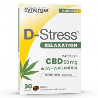 Synergia D-Stress Relaxation CBD 50 mg Ashwagandha 30 capsules 3760139290877