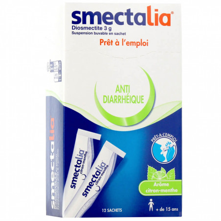 Smectalia stick Citron Menthe 12 sachets contre la diarrhée 3400930291474