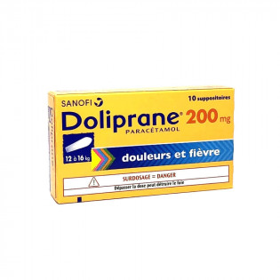 Sanofi Doliprane 200 mg 10 Suppositories