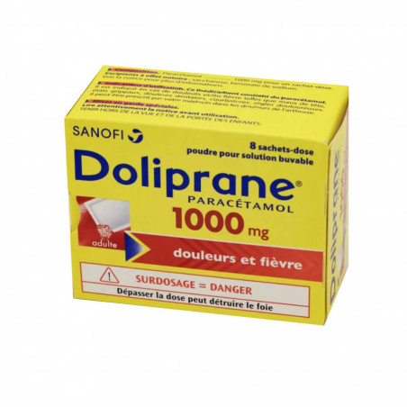 Sanofi Doliprane 1000 mg poudre pour solution buvable 8 sachets-doses 3400936246980