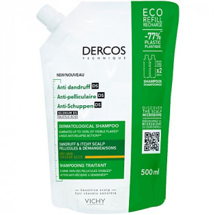 Vichy Dercos Technique Anti-Dandruff Shampoo for Dry Hair Eco Recharge 500ml