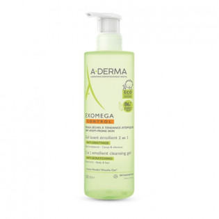 Aderma Exomega Gel lavant émollient corps et cheveux flacon pompe 500 ml