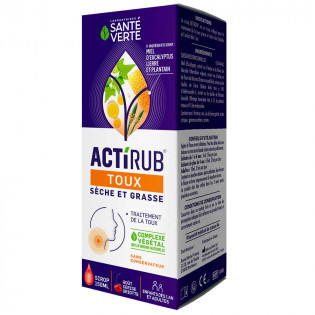 Santé Verte Actirub Dry & Oily Cough Syrup. Bottle 150ml